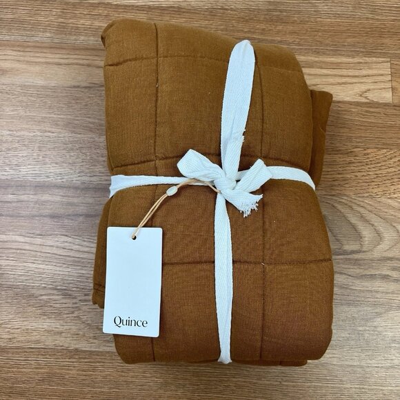 Quince Other - Quince 2pk European Linen Box Quilted King Size Pillow Shams, Terracotta NEW